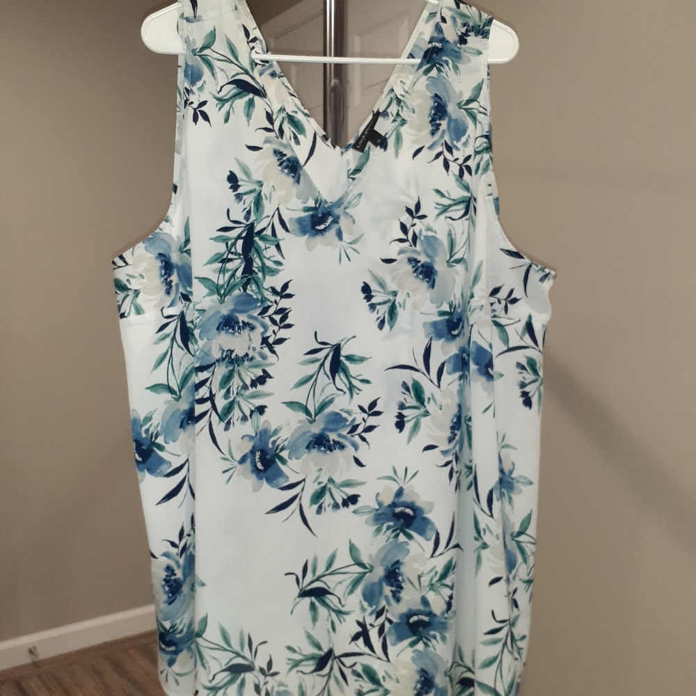 Lane Bryant Floral Tank Top - Blue and White